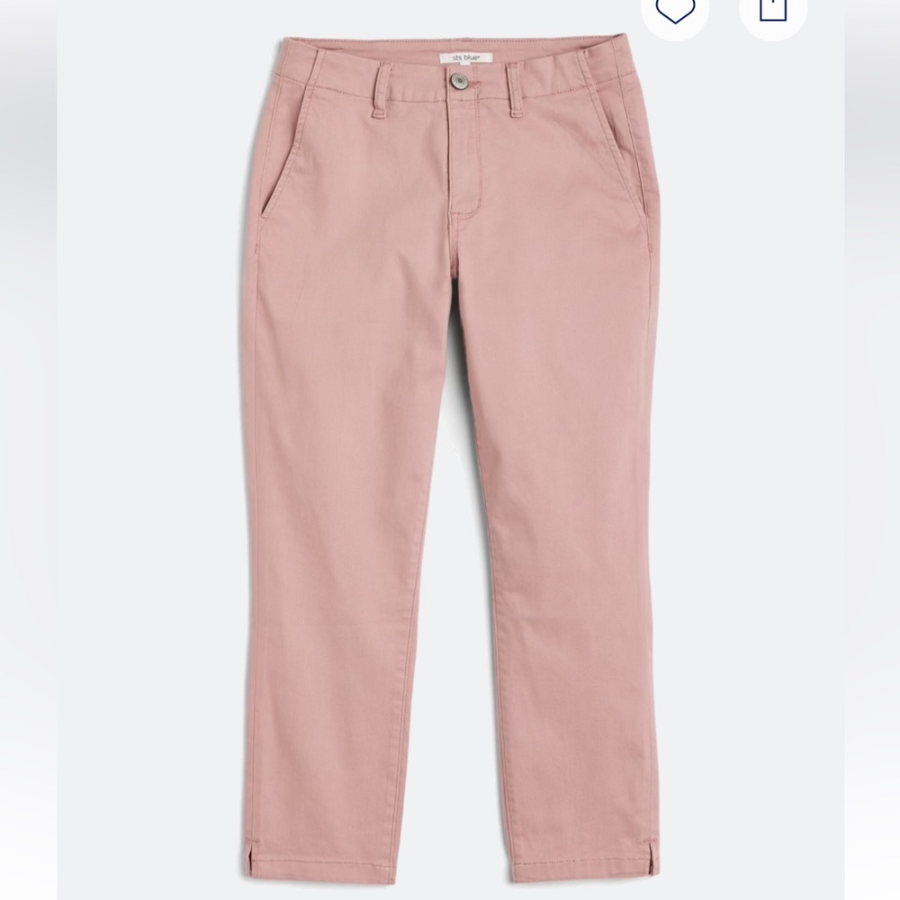 Light Pink Mid-Rise Cropped Trousers